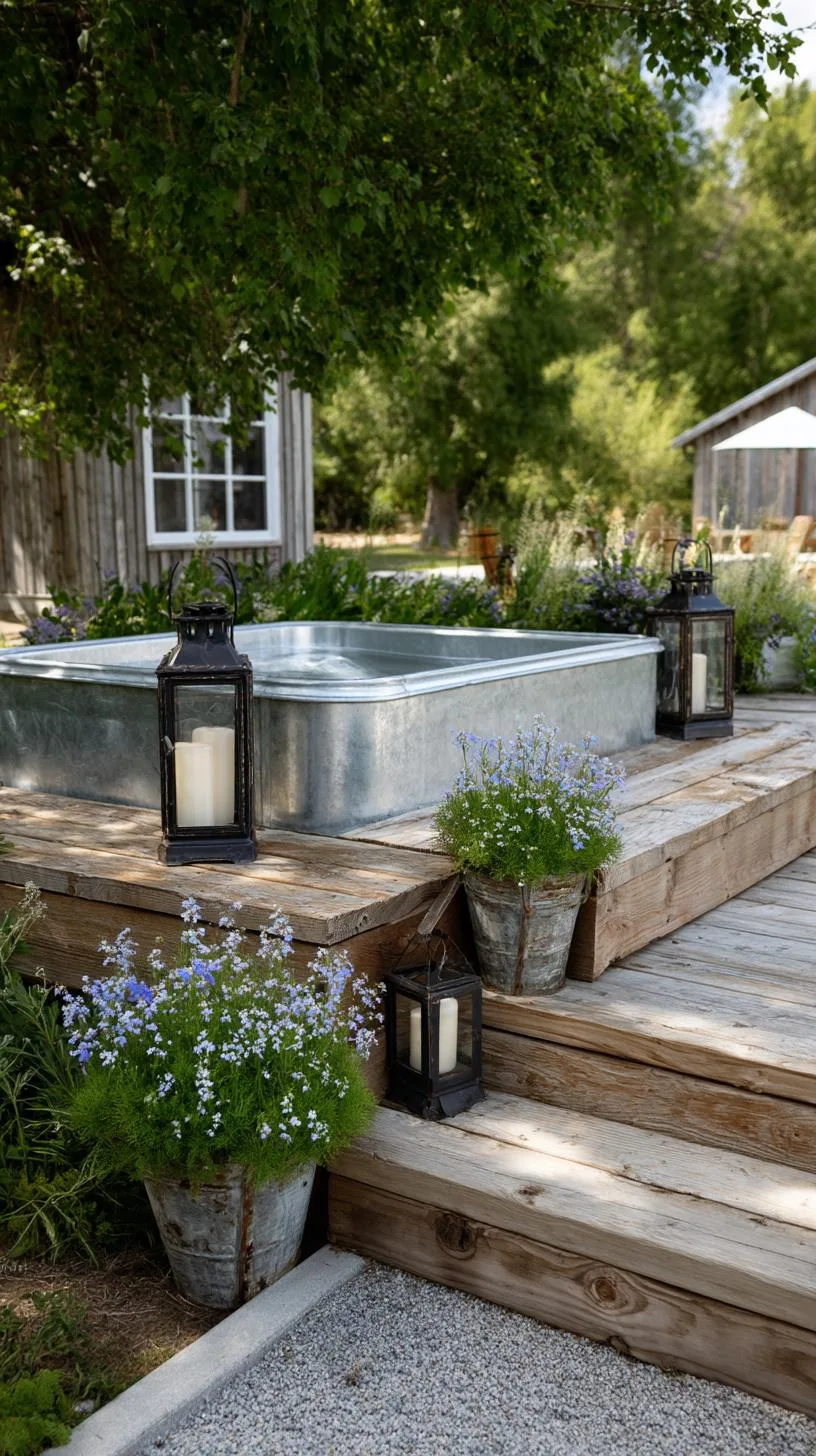 31 Best Hot Tub Ideas for the Ultimate Backyard Escape 67 12. Farmhouse-style galvanized steel hot tub-0