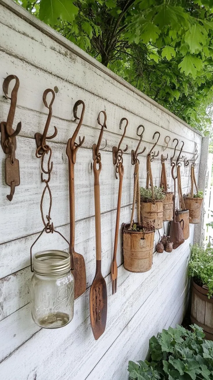 25. Farmhouse style wooden privacy wall with accents-0
