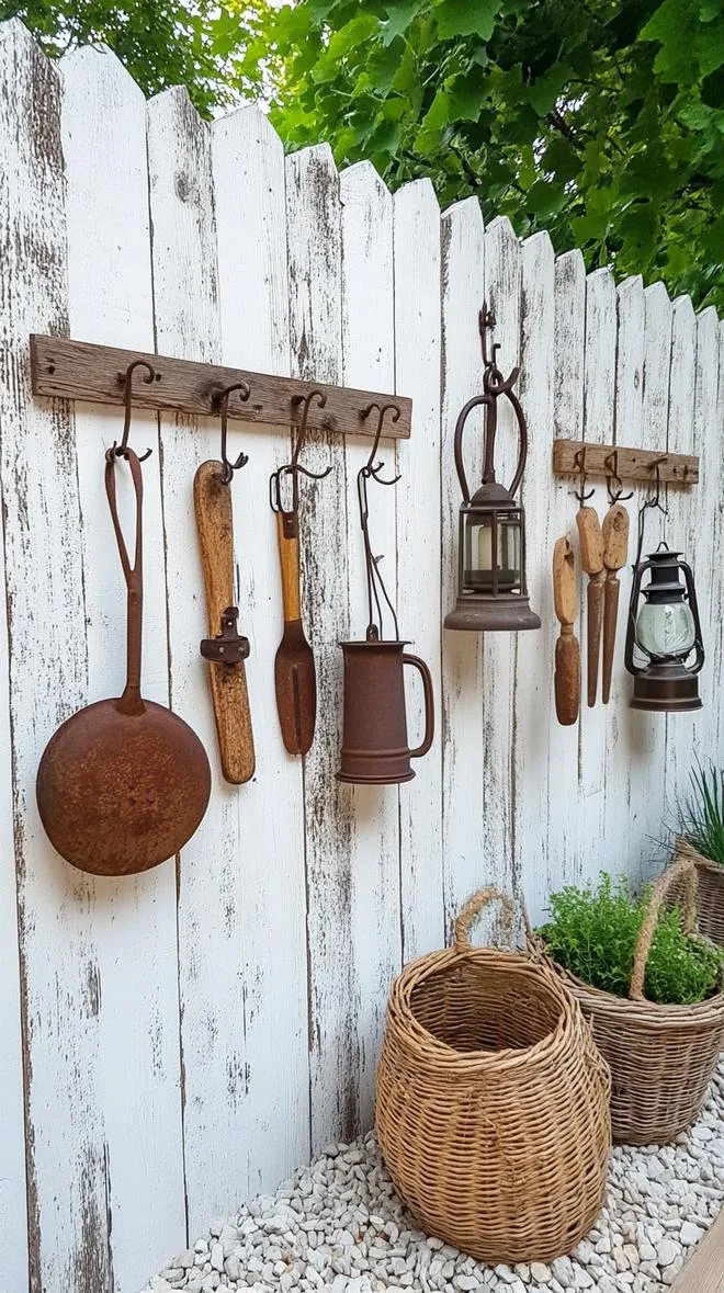 25. Farmhouse style wooden privacy wall with accents-1