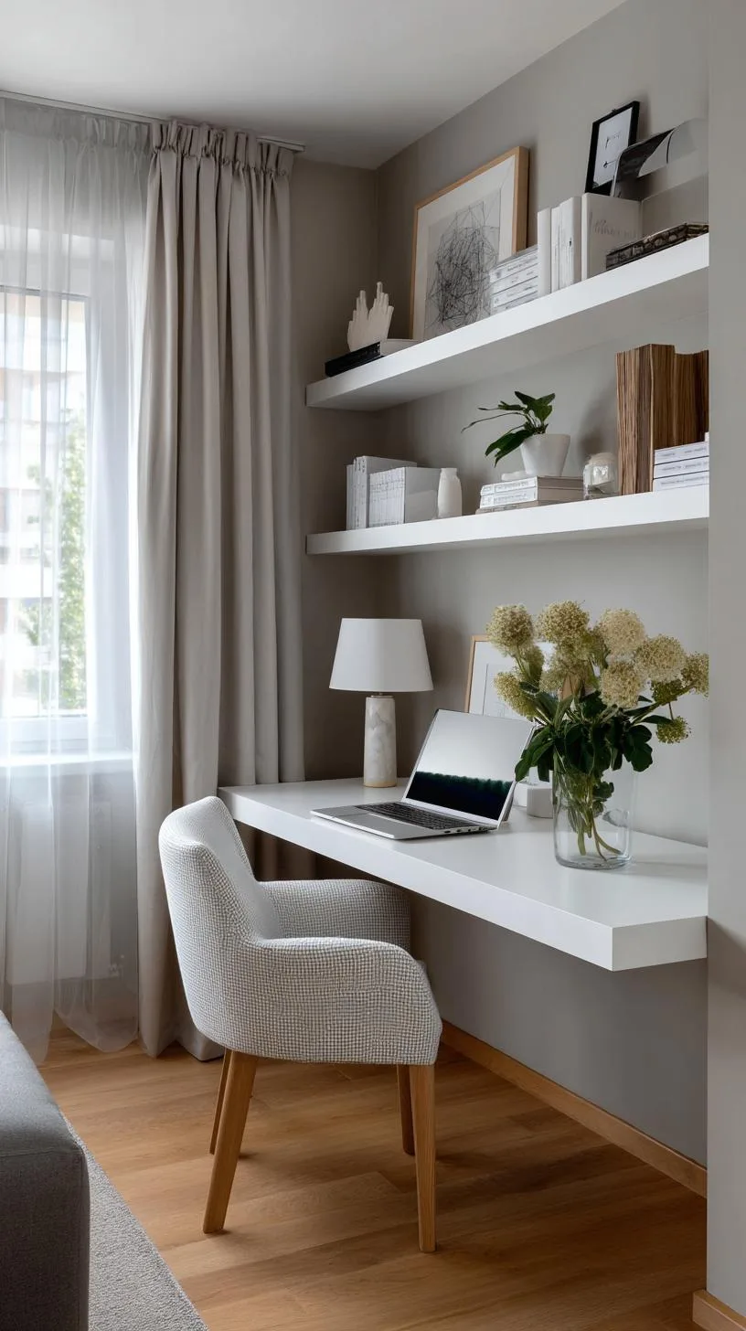 15. Floating desk and vertical storage for tight corners-1