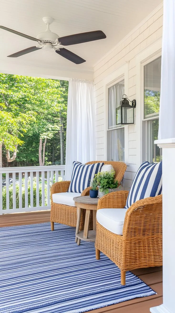 11. Front porch with ceiling fan and coastal furniture-1