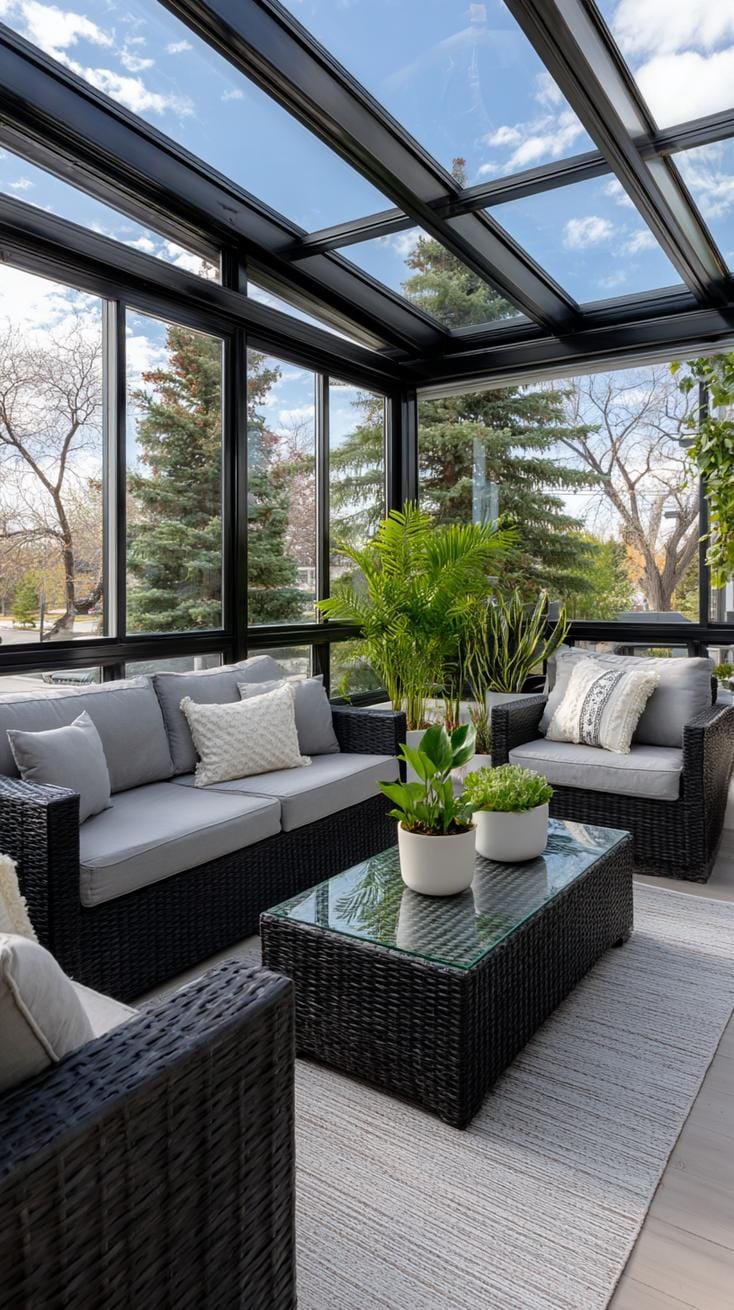 9. Fully enclosed patio with dramatic black framing-2