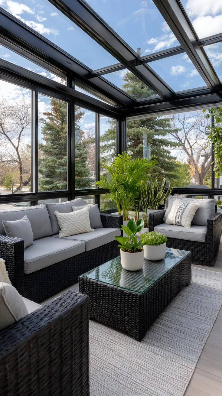 9. Fully enclosed patio with dramatic black framing-2