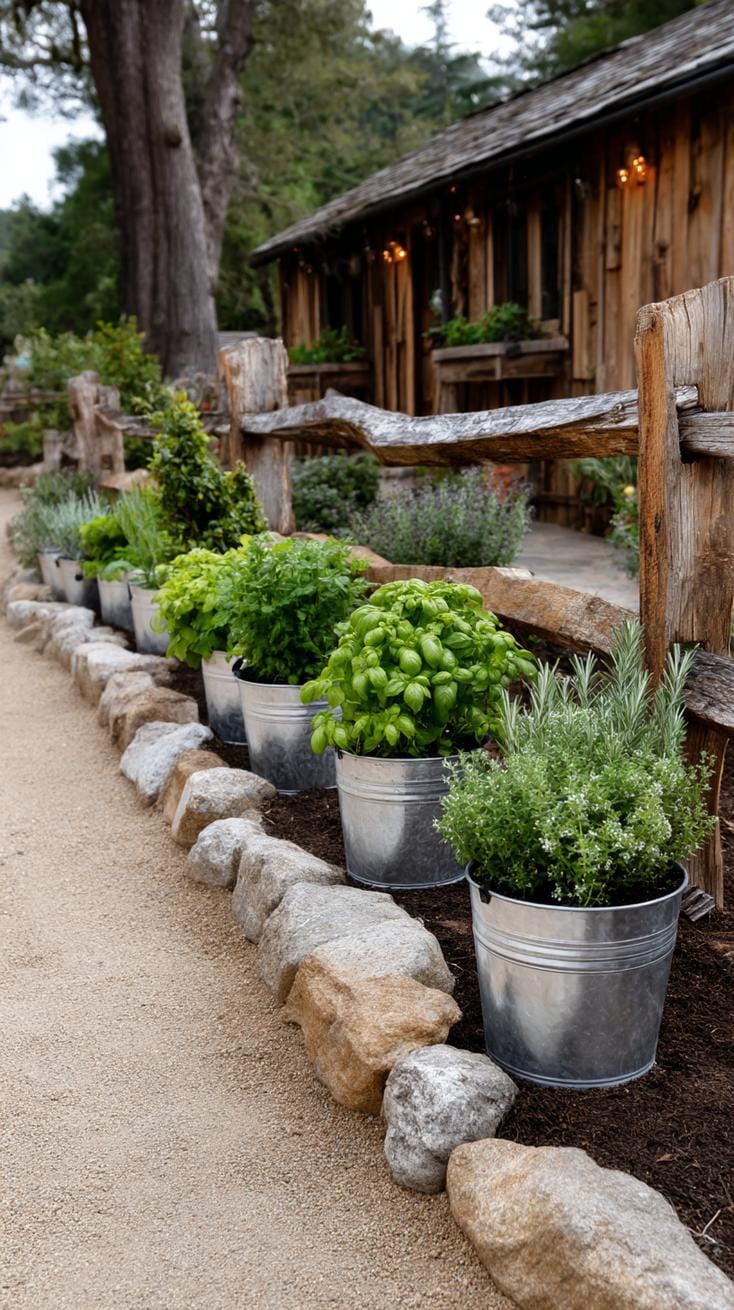 29 Vintage Garden Decor Ideas That Bring Rustic Charm Outdoors 79 19. Galvanized buckets used as herb garden stations-1