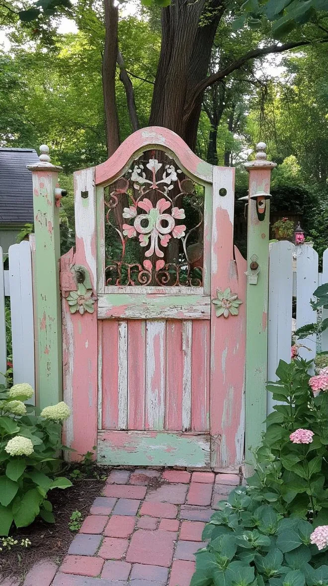 37 Whimsical Garden Ideas for a Magical Backyard 71 27. Garden gate made of mismatched vintage doors-2