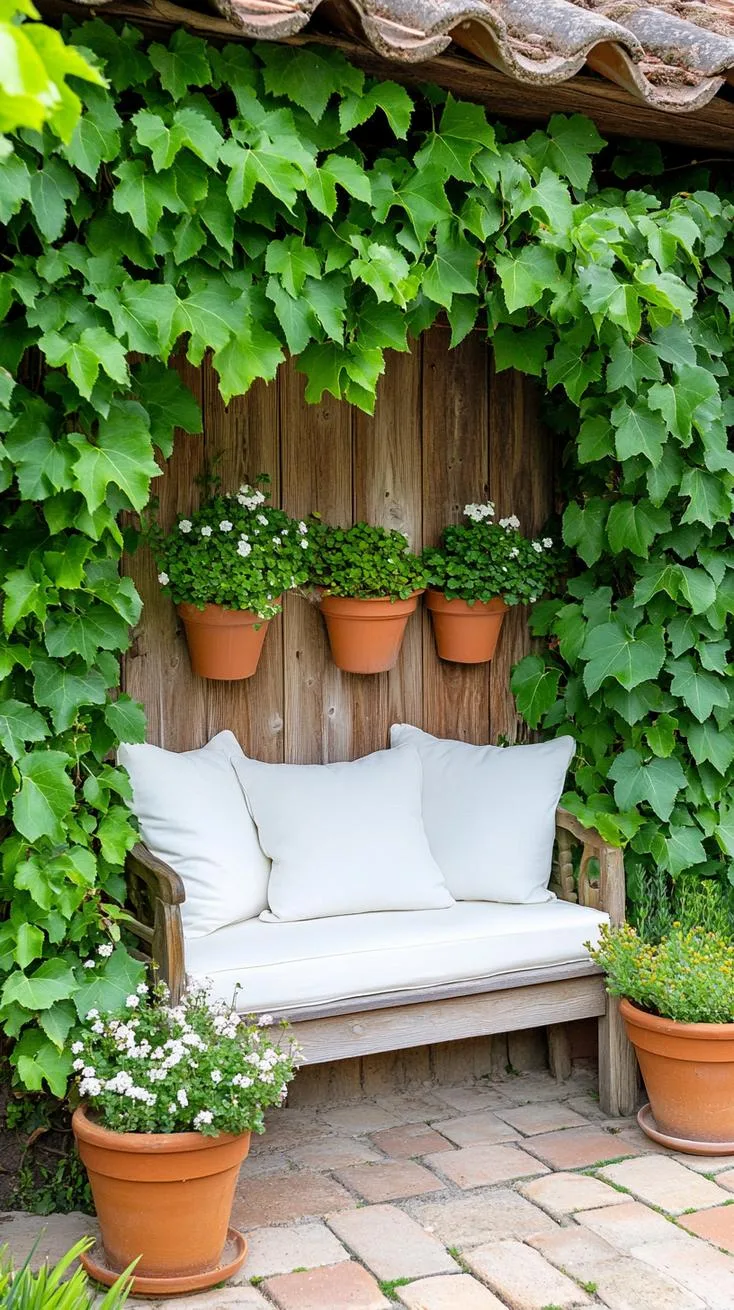 25. Garden hideaway with ivy-covered rustic wall-0