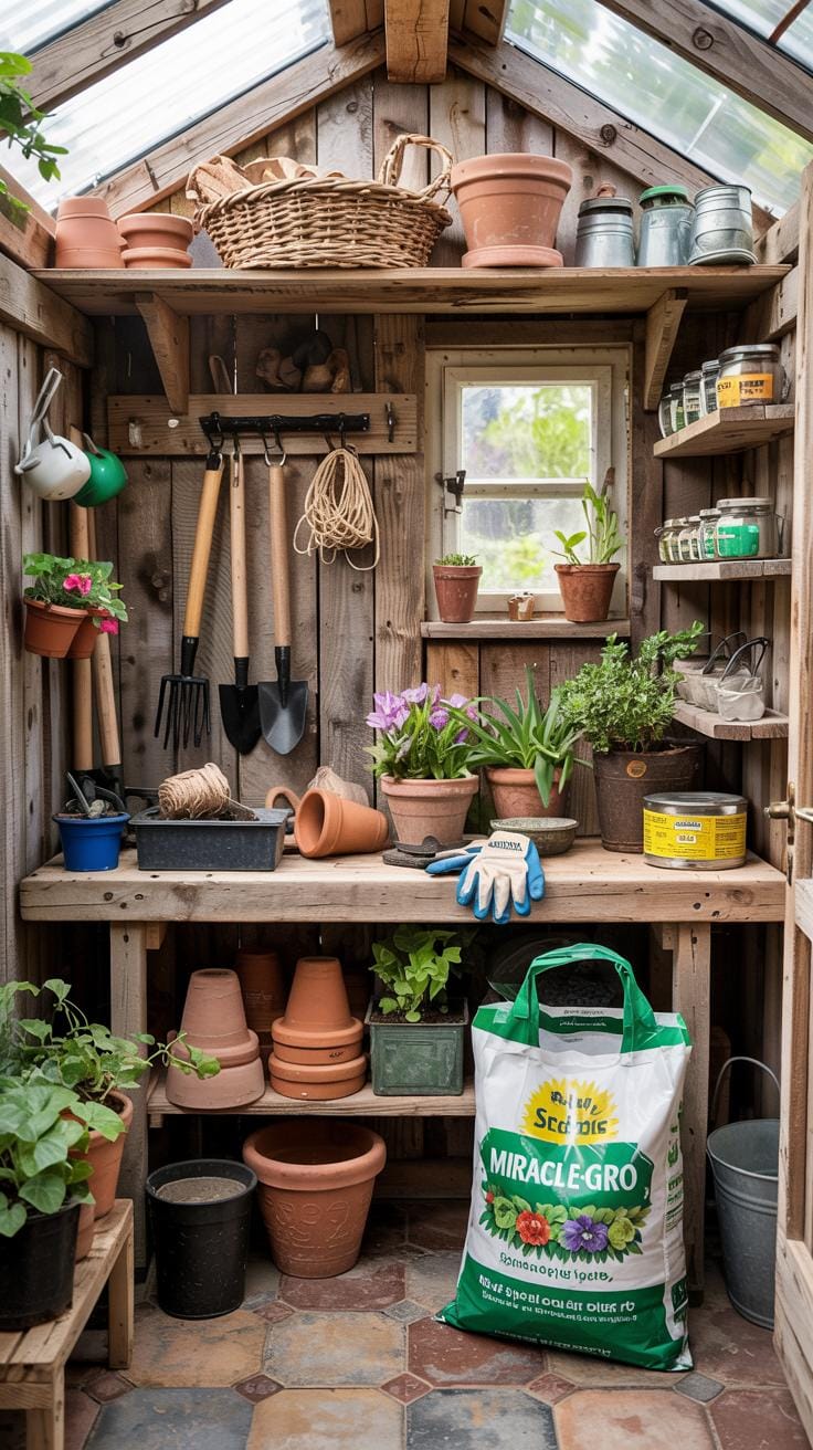 18. Garden-themed shed with potting bench and hanging tools-2