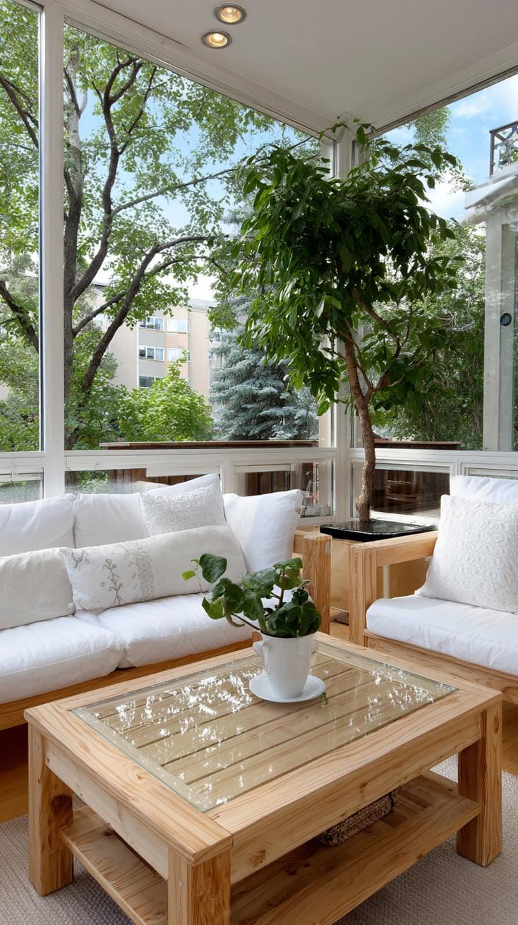 22. Glass enclosed porch with minimalist Scandinavian decor-0