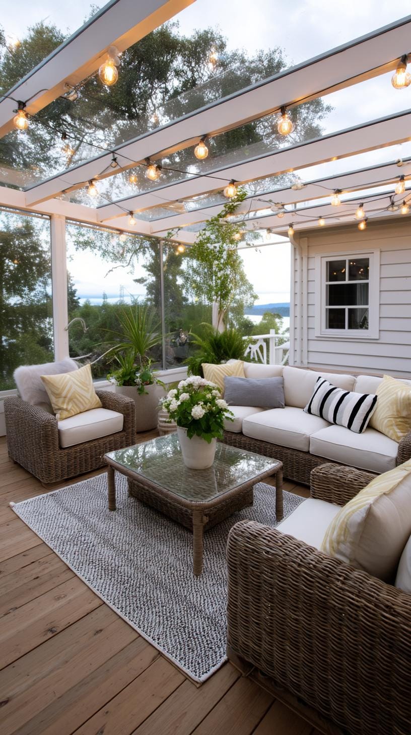5. Glass-roofed back deck porch with fairy lights-2