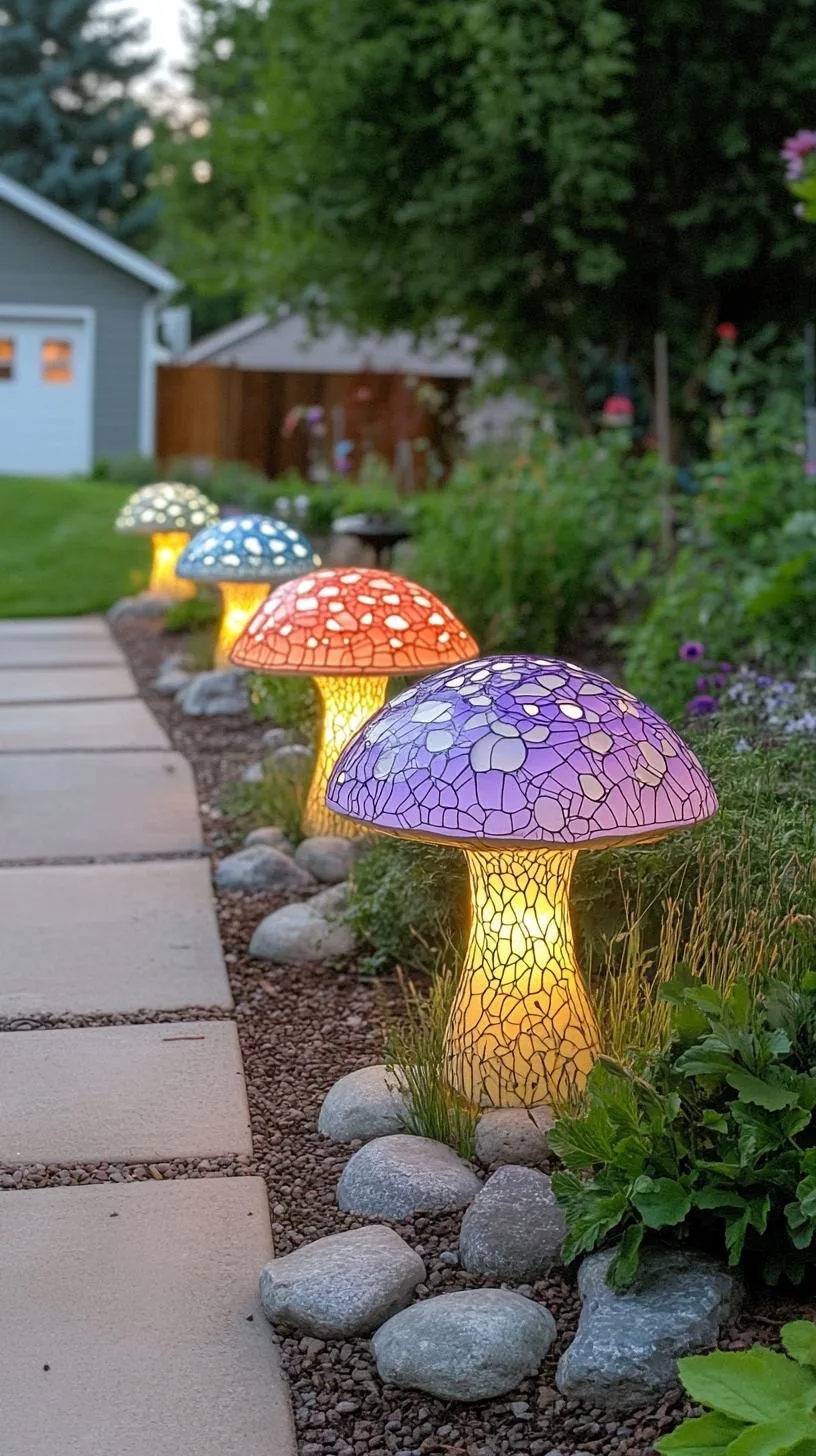 3. Glowing mushroom sculptures lining garden paths-0