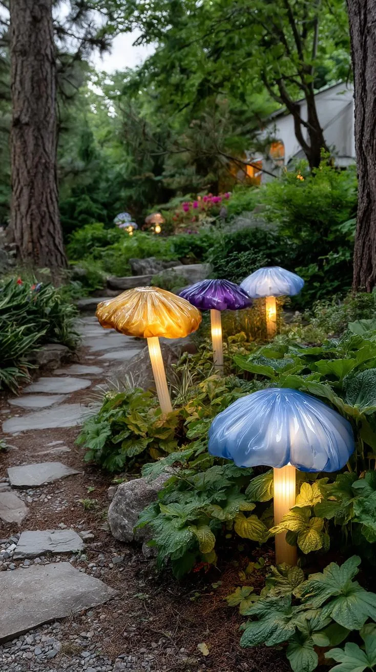 3. Glowing mushroom sculptures lining garden paths-1