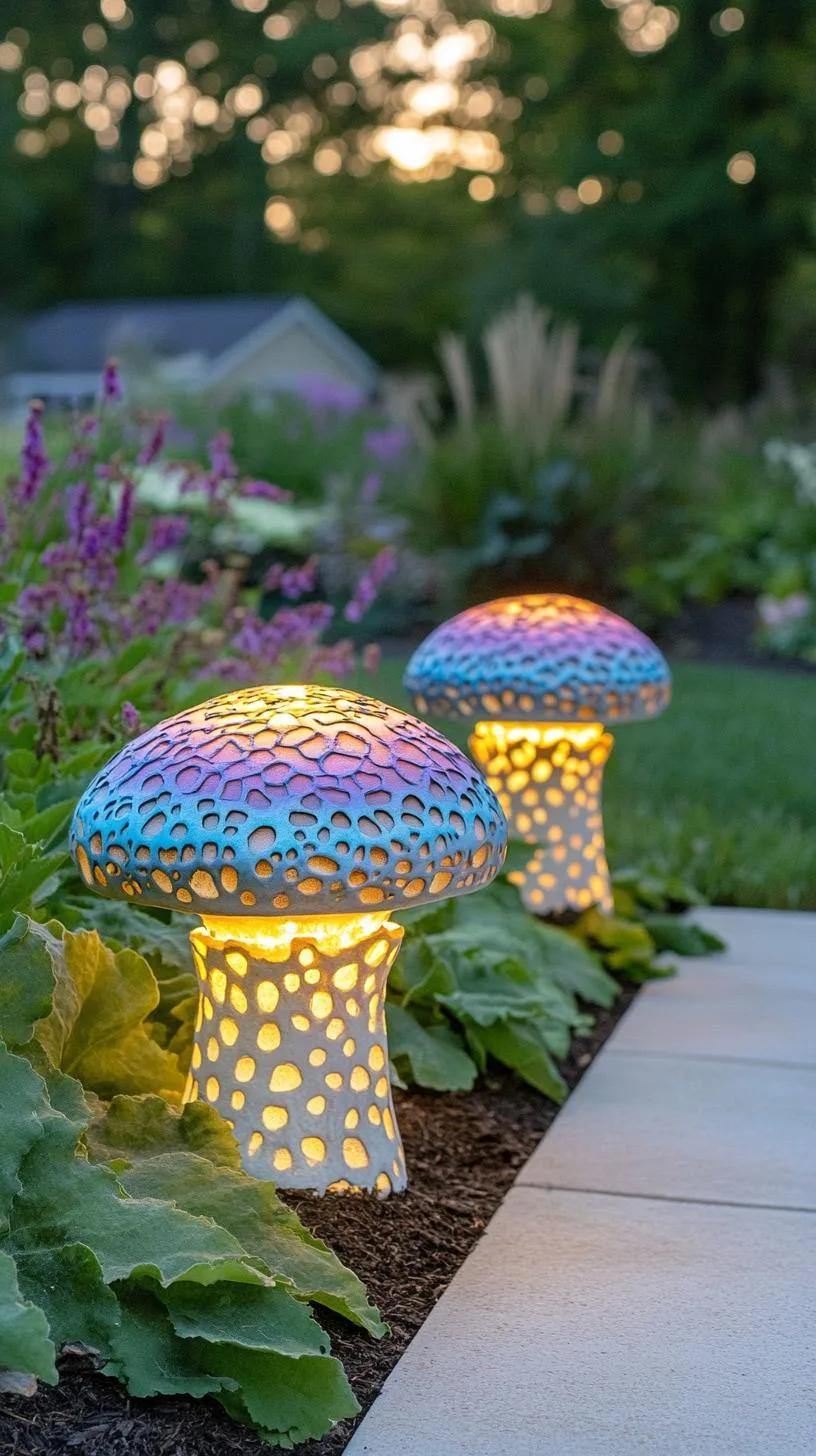 3. Glowing mushroom sculptures lining garden paths-2