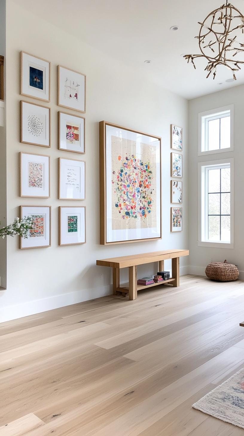17. Grid with statement centerpiece using uniform frames and one large anchor piece-0