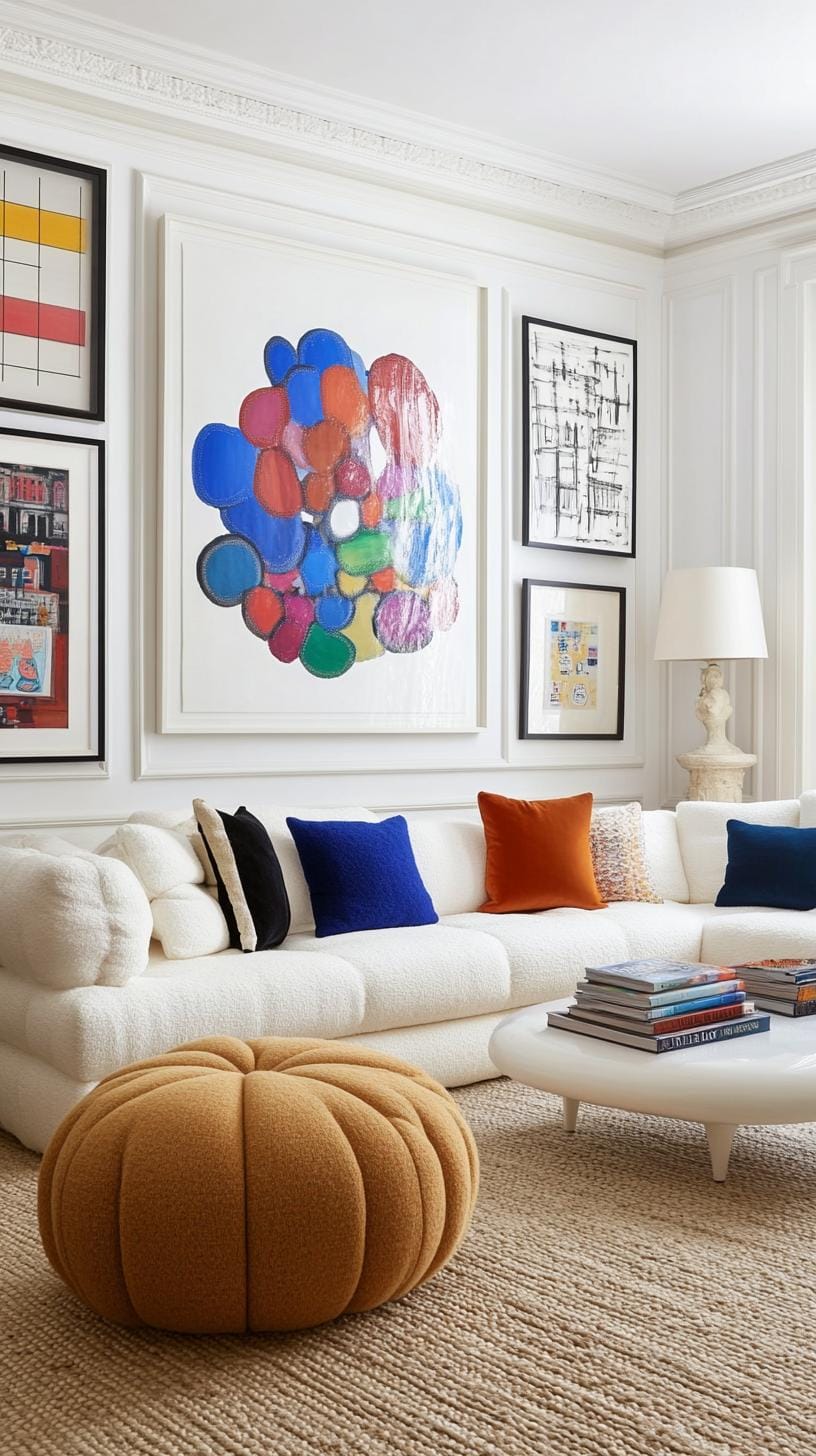 17. Grid with statement centerpiece using uniform frames and one large anchor piece-2