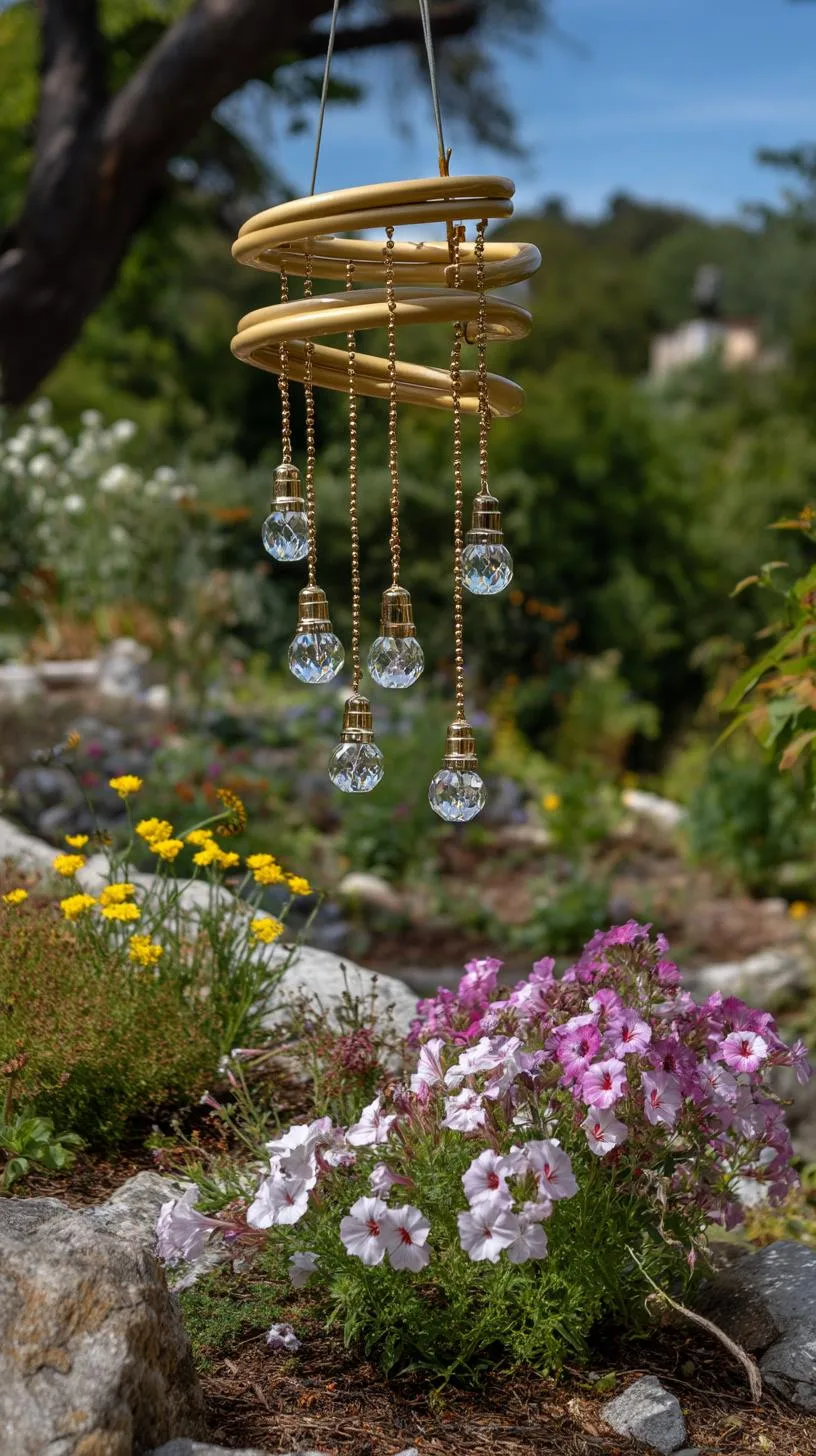 8. Hanging crystal chandelier made from old garden hose-1