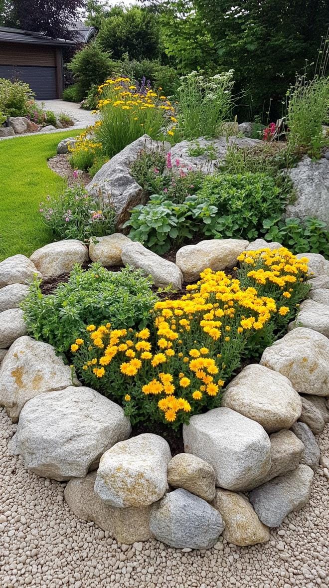 31 Rock Garden Ideas That Transform Any Outdoor Space 67 13. Heart-shaped rock bed filled with sedum-2