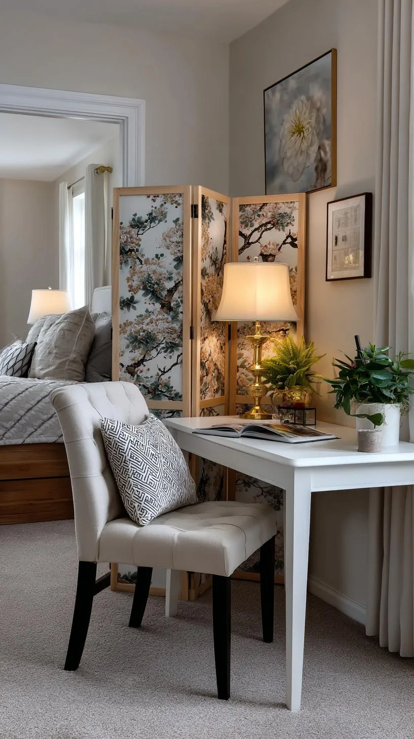 23. Hidden desk behind folding screen in bedroom-0