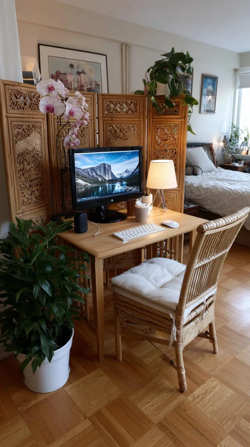 23. Hidden desk behind folding screen in bedroom-1