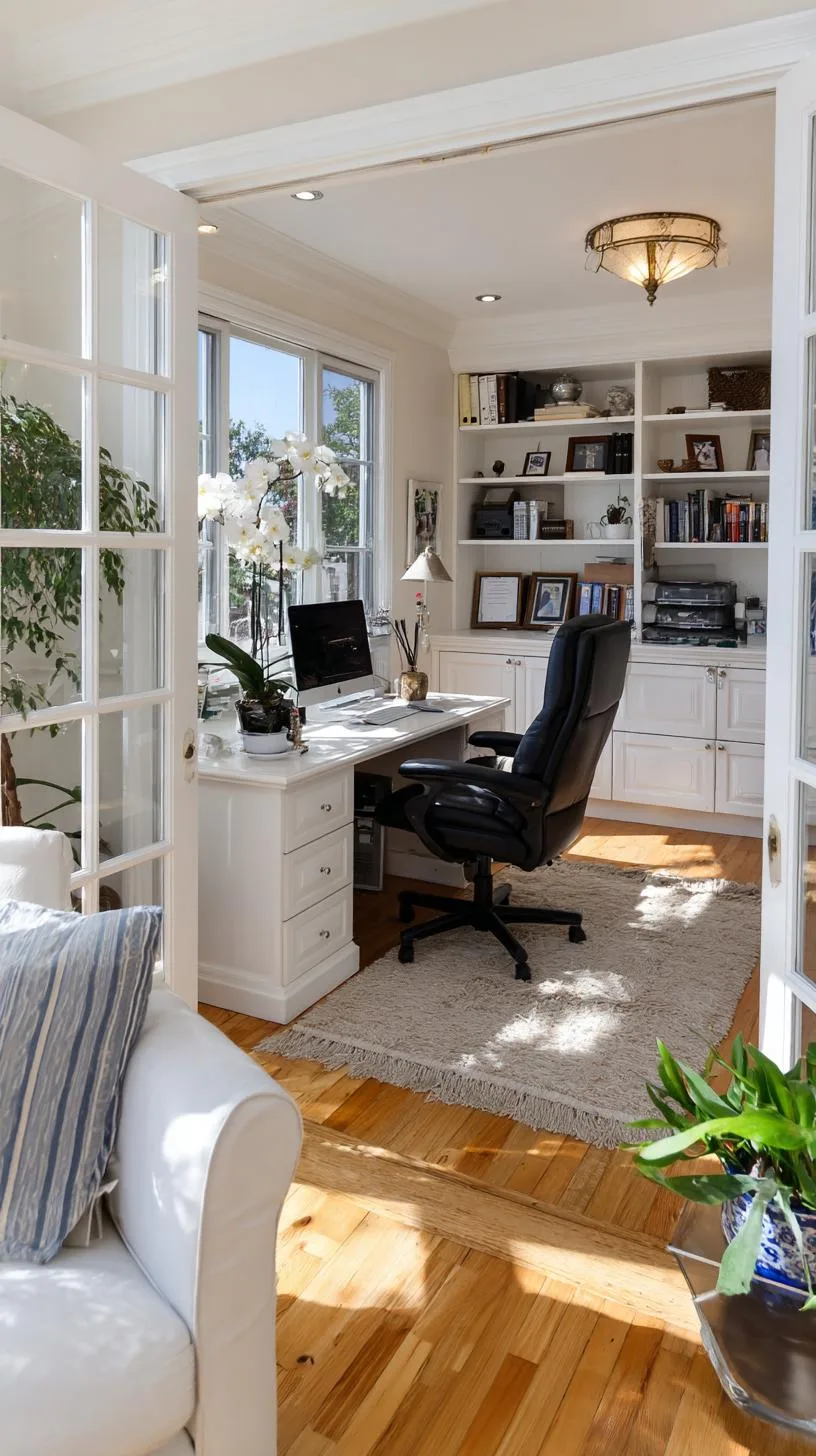 29. Home office with French doors and built-in cabinetry-0