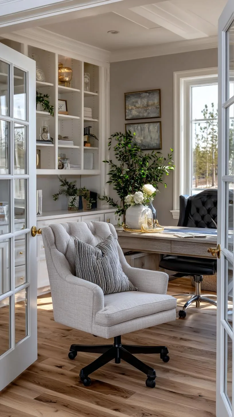 29. Home office with French doors and built-in cabinetry-1