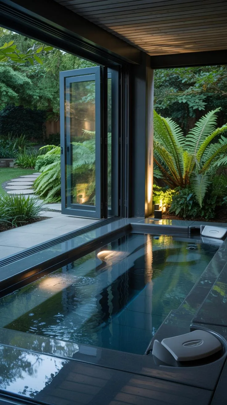 31 Best Hot Tub Ideas for the Ultimate Backyard Escape 52 9. Hot tub enclosure with retractable panels-2