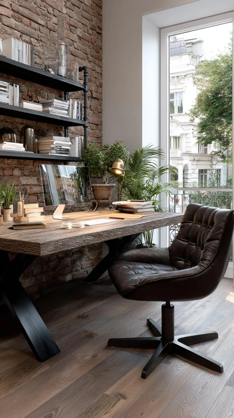 7. Industrial office with exposed shelves and pipe details-2