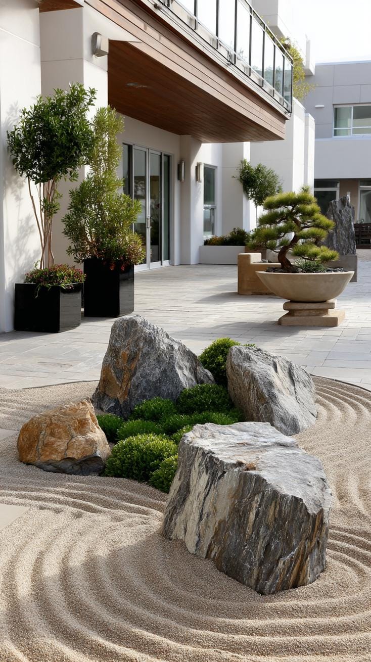31 Rock Garden Ideas That Transform Any Outdoor Space 60 11. Japanese Zen garden with sand and boulders-2