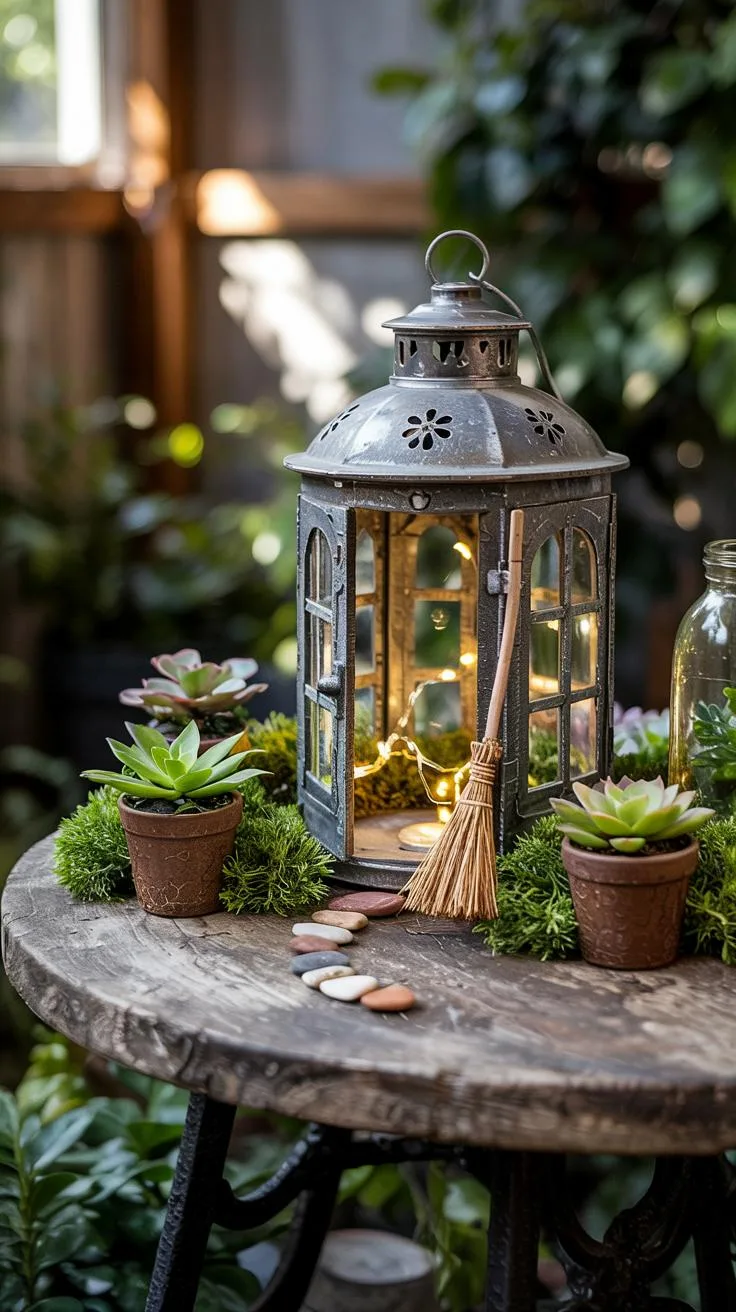 16. Lantern fairy home with glowing string lights inside-1