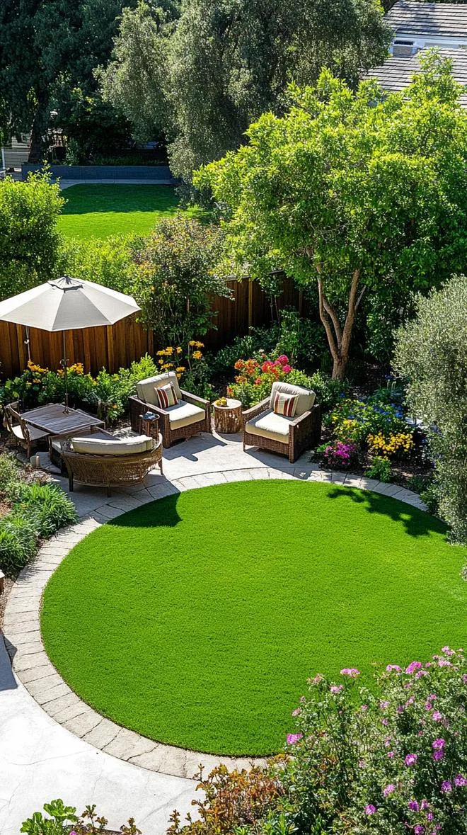 8. Large circular lawn surrounded by seating and trees-0 8. Large circular lawn surrounded by seating and trees-0