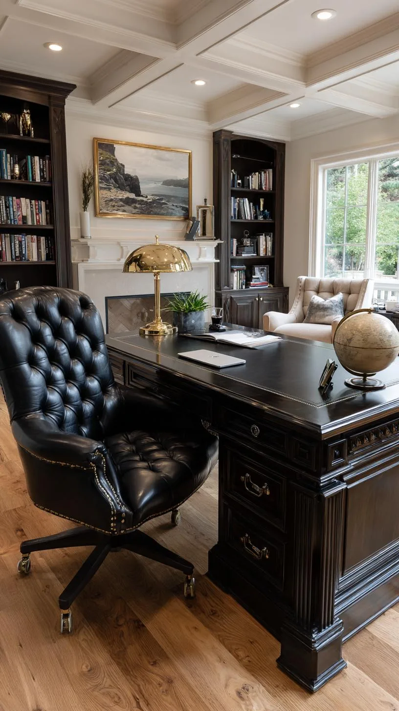 10. Large executive desk with leather chair and bookcases-0
