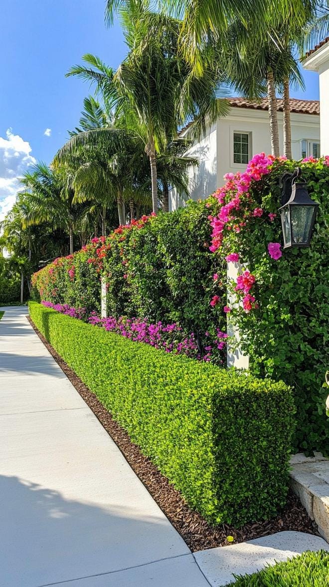 35 Unique Privacy Fence Ideas for a More Private Backyard 31 11. Living privacy fence with tall green hedges-1