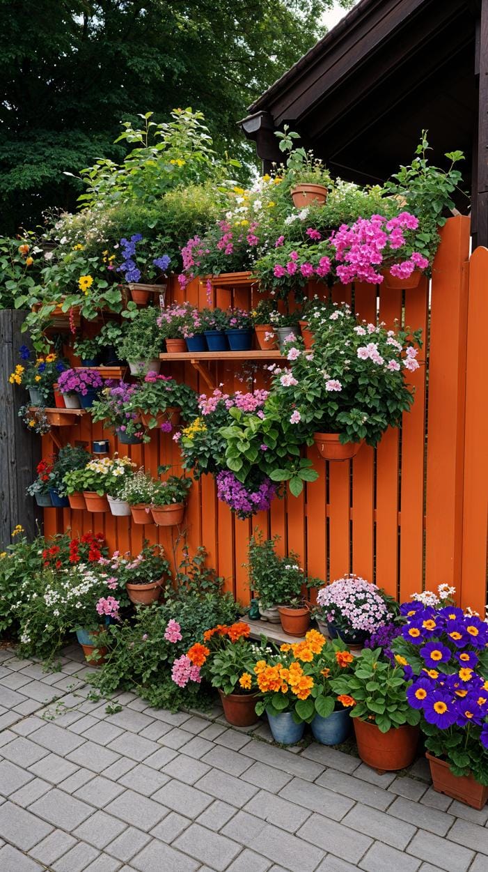35 Unique Privacy Fence Ideas for a More Private Backyard 84 34. Living wall privacy screen using potted plants-1