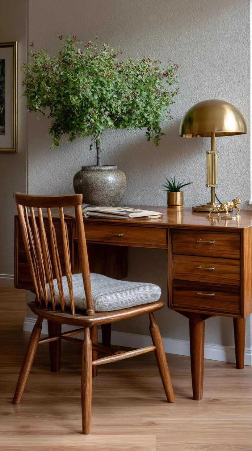 3. Mid-century modern desk with warm wood tones-1