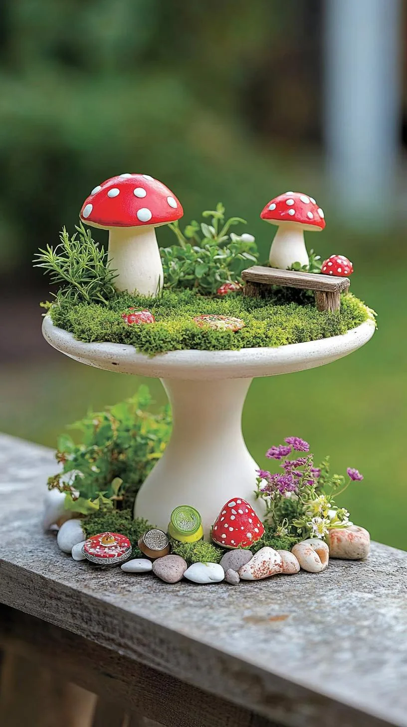 26. Mini garden in a cake stand with mushrooms-1