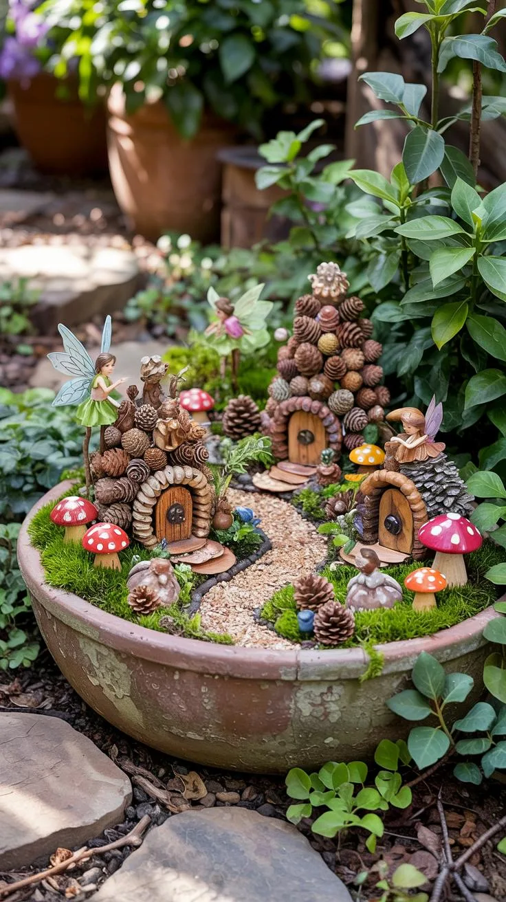 36. Mini toadstool forest fairy scene in planter-0