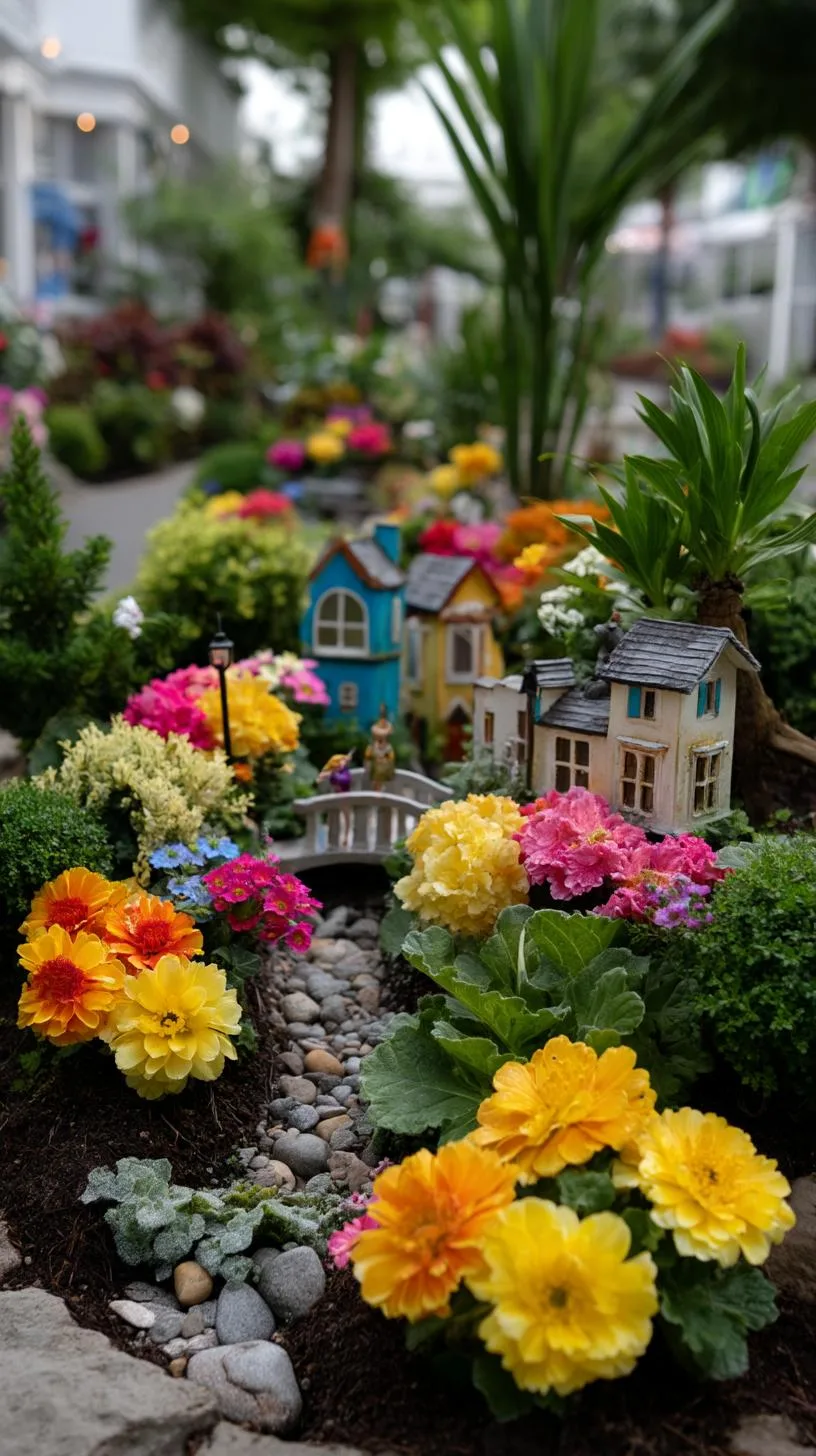 10. Miniature fairy village surrounded by bright flowers-1