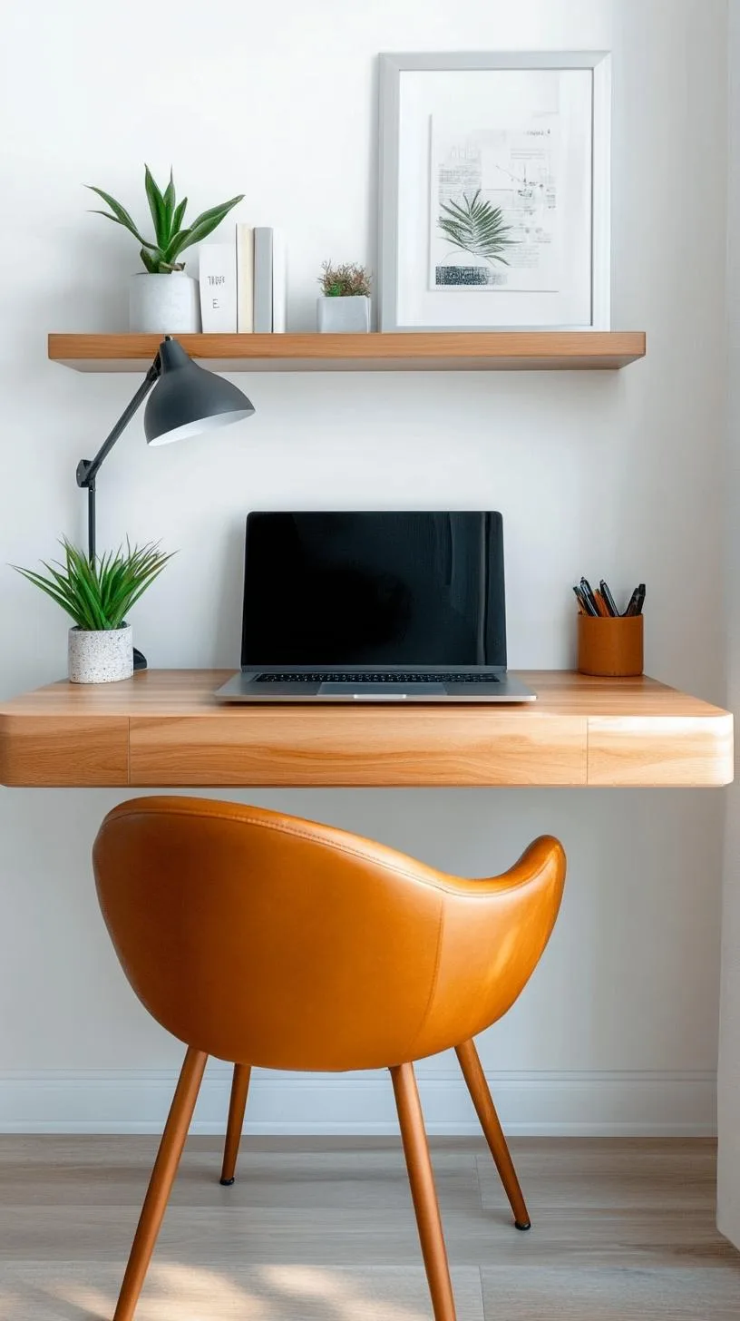 25. Minimal floating desk with laptop and lamp setup-1