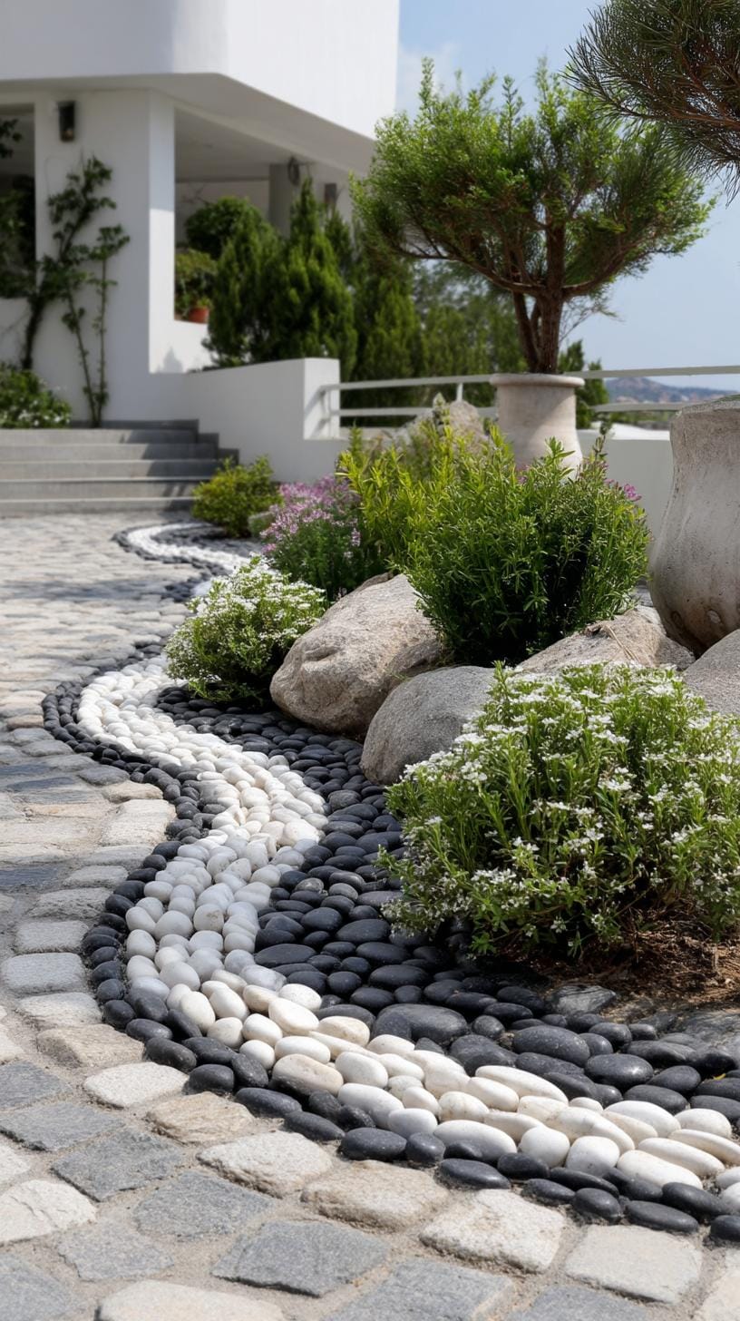 31 Rock Garden Ideas That Transform Any Outdoor Space 28 5. Minimalist black and white wave rock layout-2
