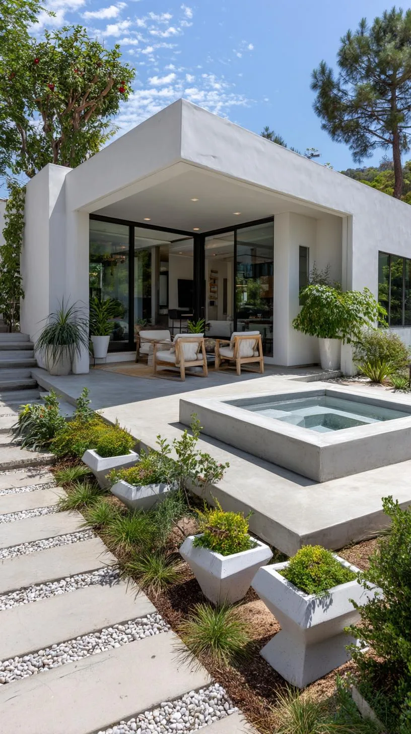31 Best Hot Tub Ideas for the Ultimate Backyard Escape 97 16. Minimalist concrete patio with a modern spa tub-2
