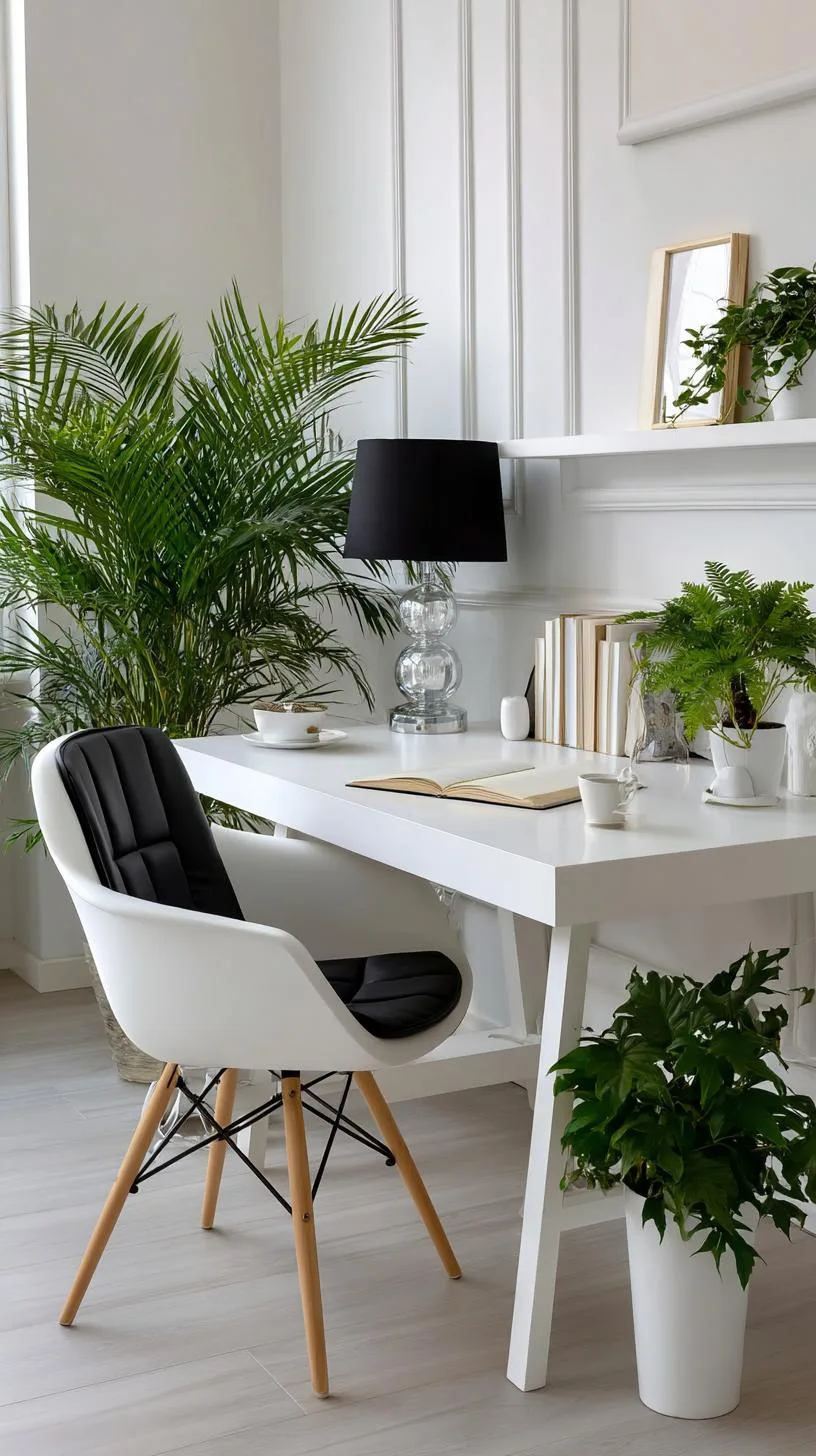 6. Minimalist office with monochrome palette and plants-0
