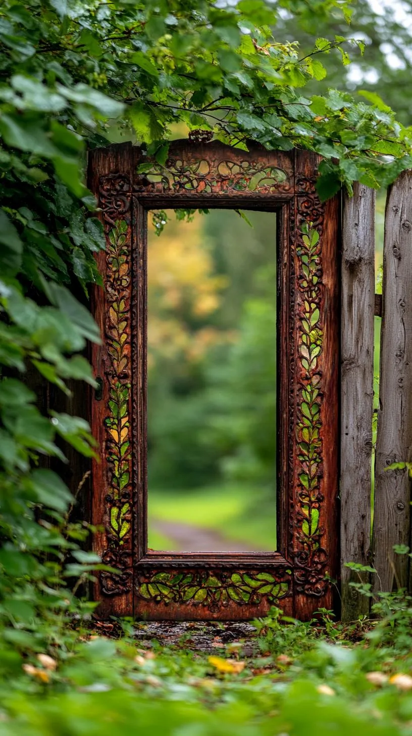 37 Whimsical Garden Ideas for a Magical Backyard 96 37. Mirror illusion door leaning on garden fence-2