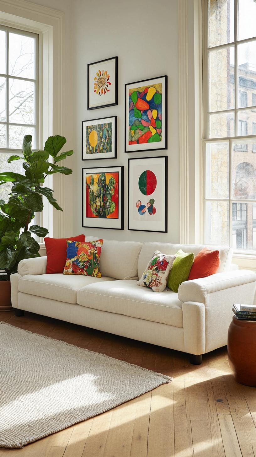 35. Modern poster wall style using posters in sleek black metal frames-2