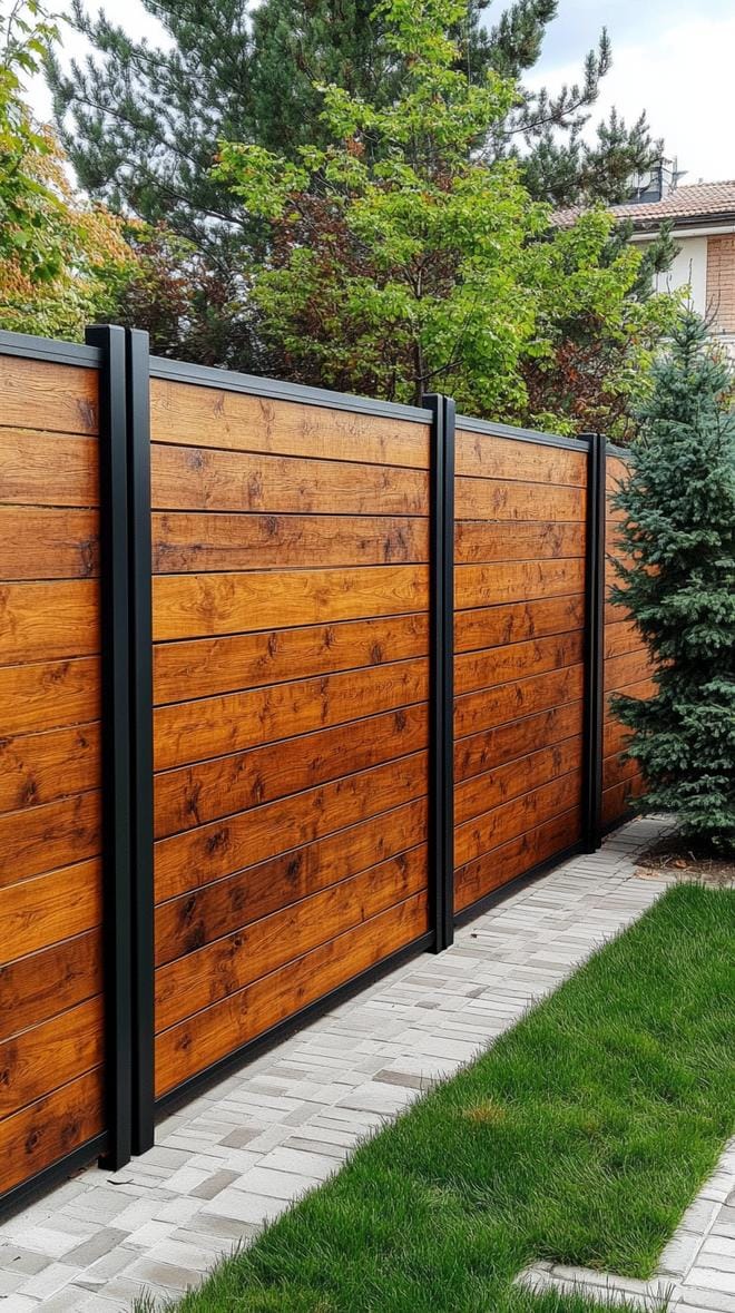 35 Unique Privacy Fence Ideas for a More Private Backyard 50 19. Modular fence panels combined with metal frames-0