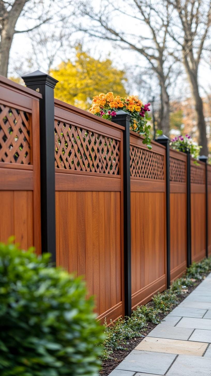 35 Unique Privacy Fence Ideas for a More Private Backyard 51 19. Modular fence panels combined with metal frames-1
