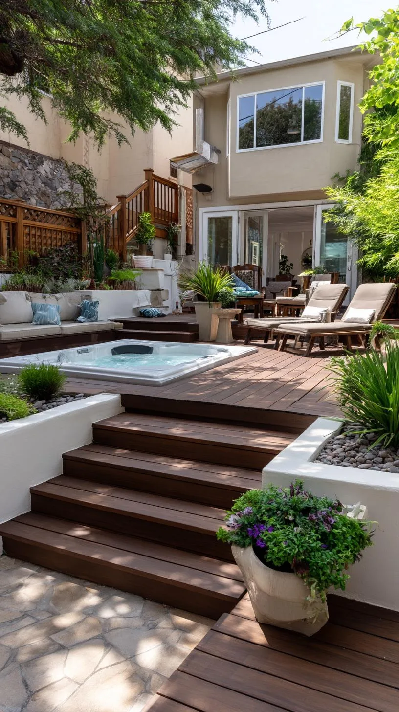 31 Best Hot Tub Ideas for the Ultimate Backyard Escape 45 8. Multi-level deck with sunken hot tub-0
