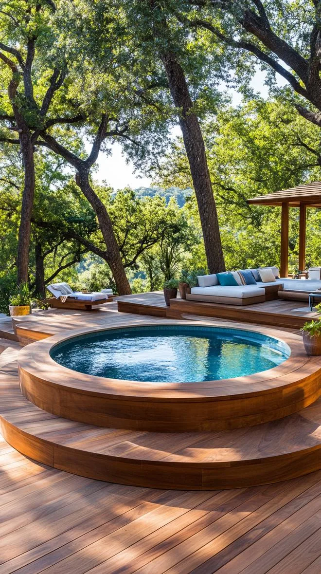 31 Best Hot Tub Ideas for the Ultimate Backyard Escape 47 8. Multi-level deck with sunken hot tub-2