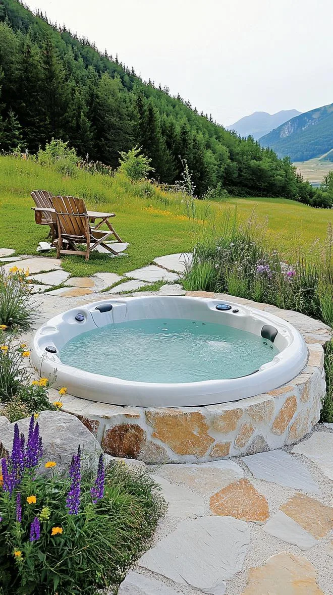 31 Best Hot Tub Ideas for the Ultimate Backyard Escape 36 6. Natural stone landscaping around a hot tub-2