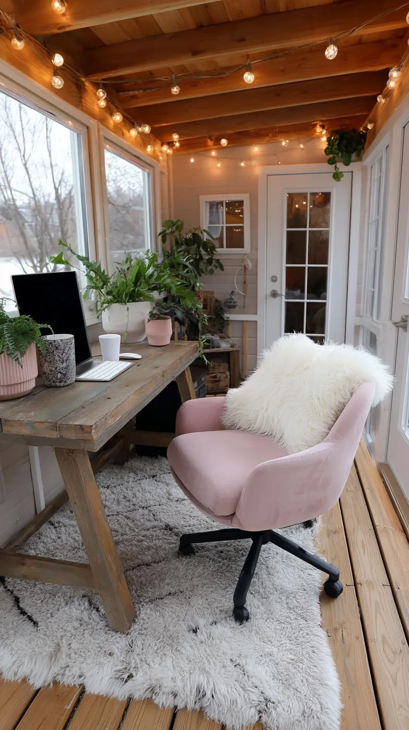 14. Office in a converted shed with cozy lighting-2