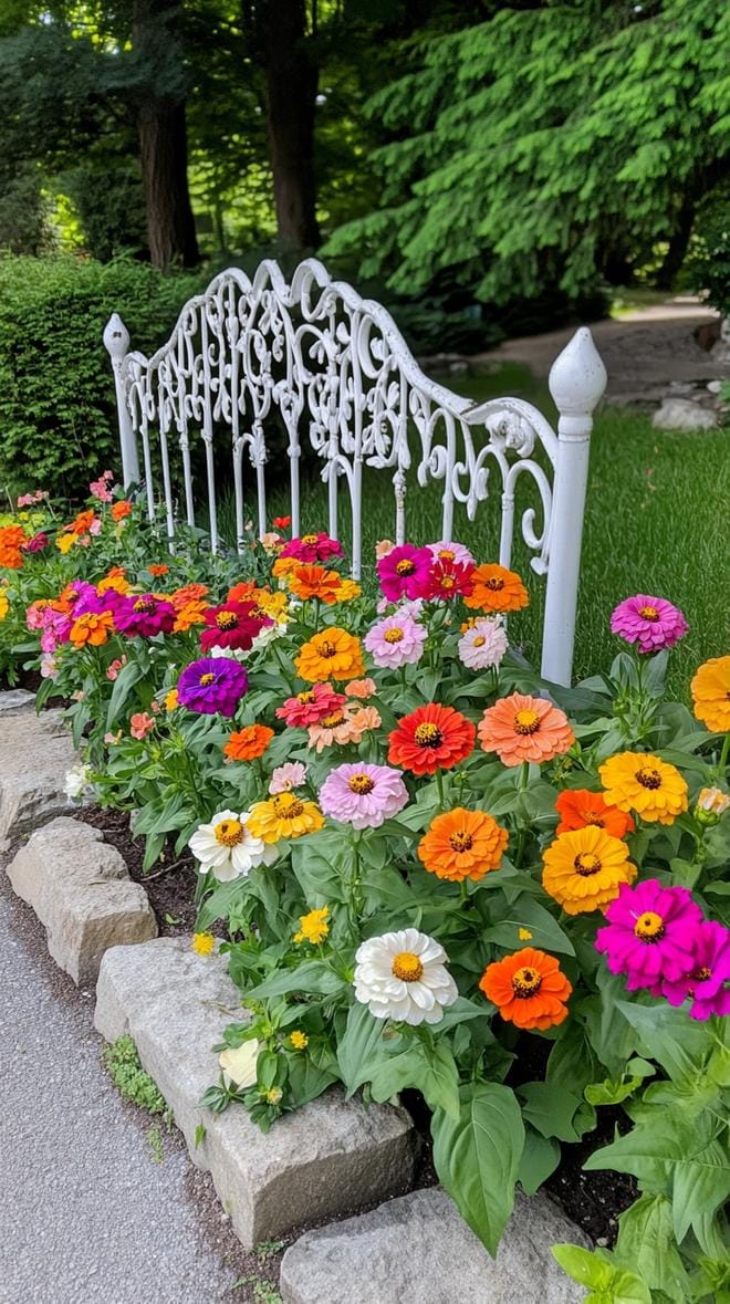 29 Vintage Garden Decor Ideas That Bring Rustic Charm Outdoors 30 7. Old metal bed frame turned into flower bed-1