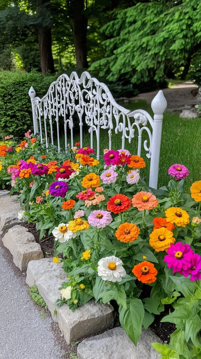29 Vintage Garden Decor Ideas That Bring Rustic Charm Outdoors 29 7. Old metal bed frame turned into flower bed-1